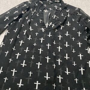 Rue 21 Sheer Black with Silver colored Crosses